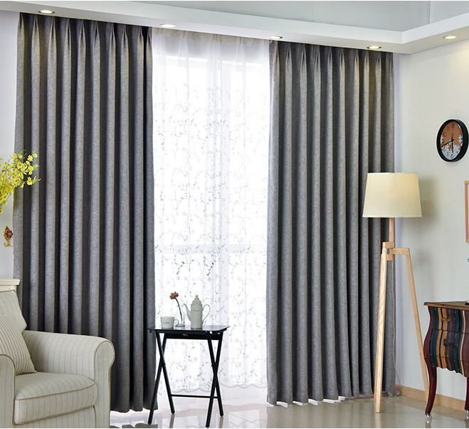 Solid-color floral twisted linen simple hotel bedroom light-blocking solid-color heat-insulating high-precision curtain fabric Specification image