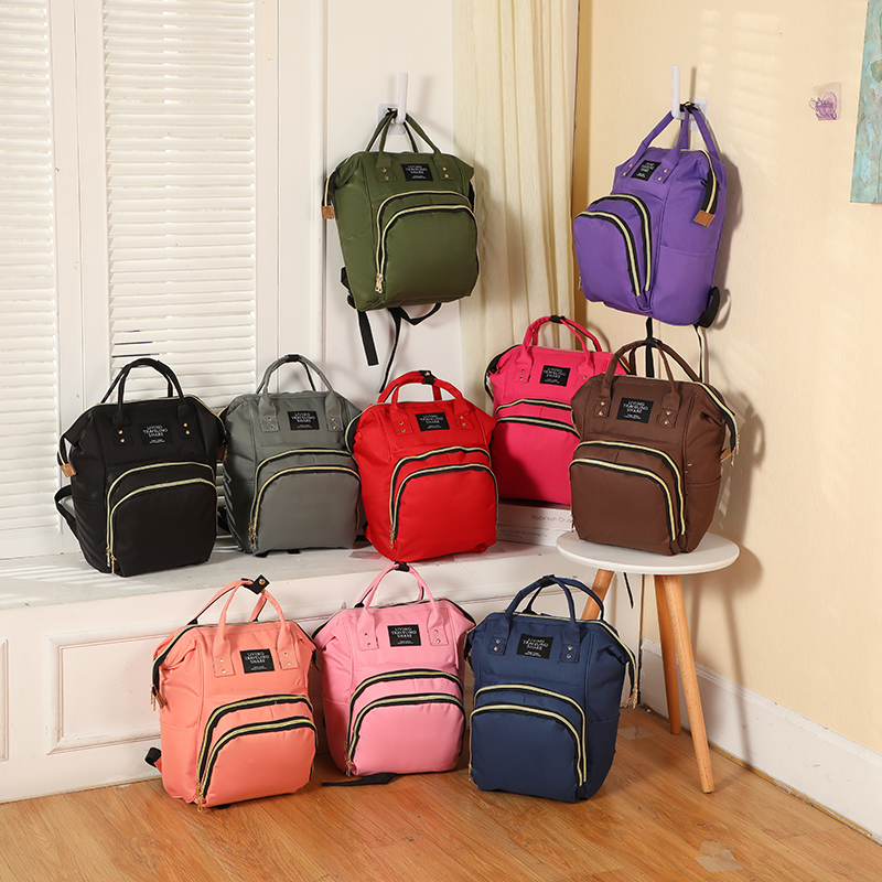 新款宝妈出门轻便背包双口袋手提包妈咪包母婴包带娃出门双肩背包