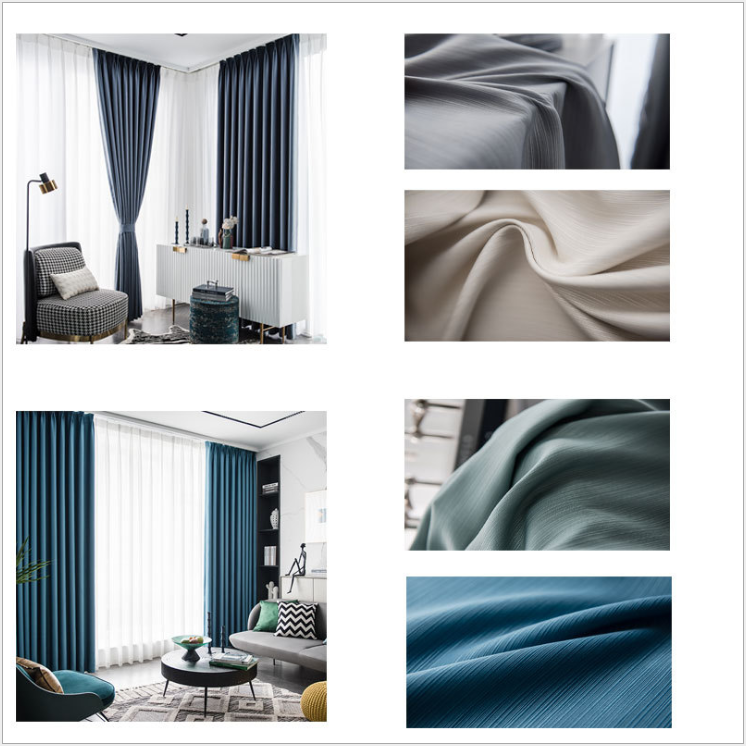Wholesale of pure cotton light luxury satin light-blocking and heat-insulating simple modern solid color curtain fabric with retro texture Item Picture