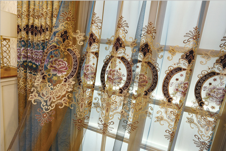 Direct sales from the manufacturer of high-end curtain fabric, gold-leather water-soluble embroidered curtain fabric Item Picture