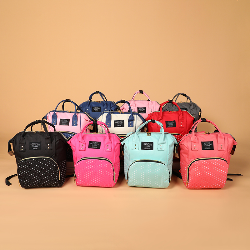 装奶瓶妈咪出行背包手提带外出婴儿车包装波点背包奶粉包包出行包