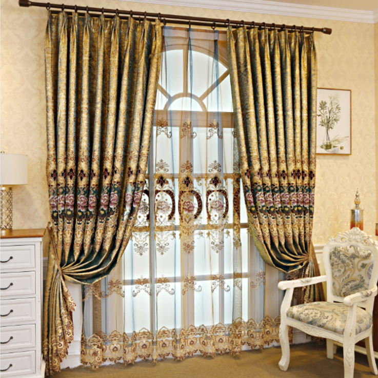 Direct sales from the manufacturer of high-end curtain fabric, gold-leather water-soluble embroidered curtain fabric details Picture