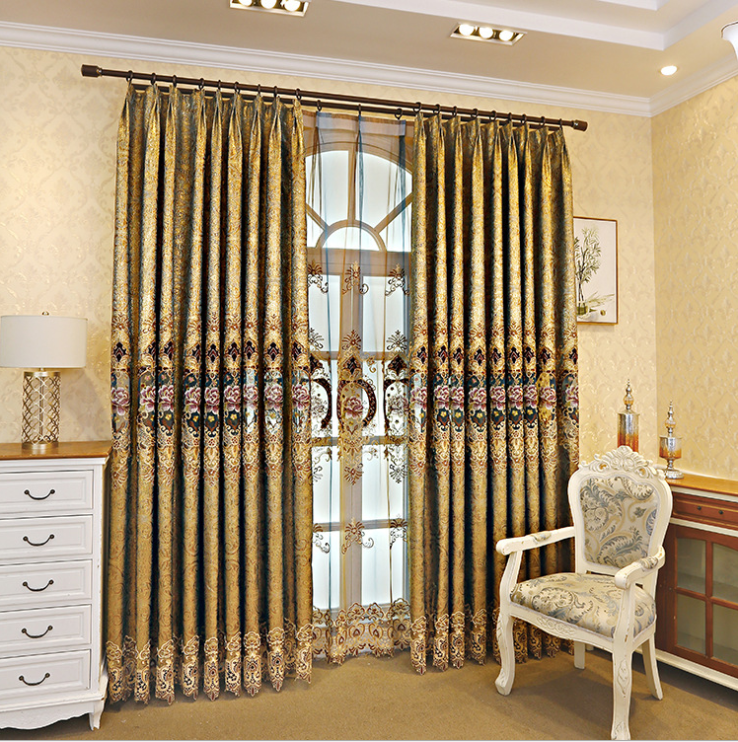 Direct sales from the manufacturer of high-end curtain fabric, gold-leather water-soluble embroidered curtain fabric