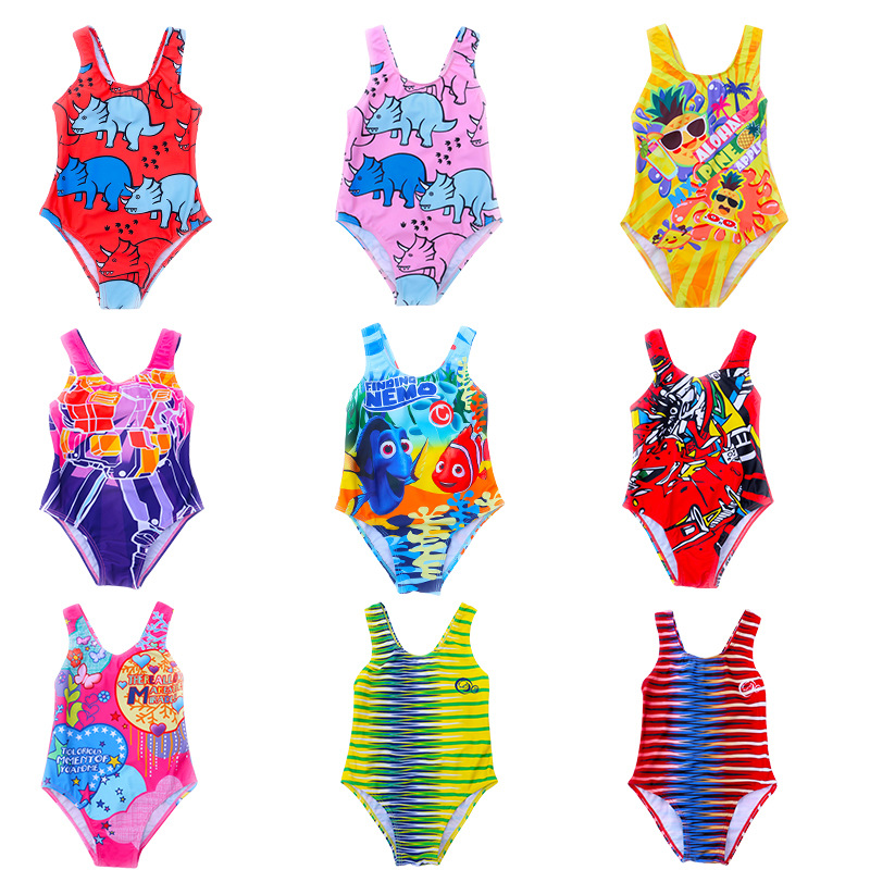 Children's one-piece swimsuit Girls professional training Racing color cute one-piece comfortable triangle swimsuit