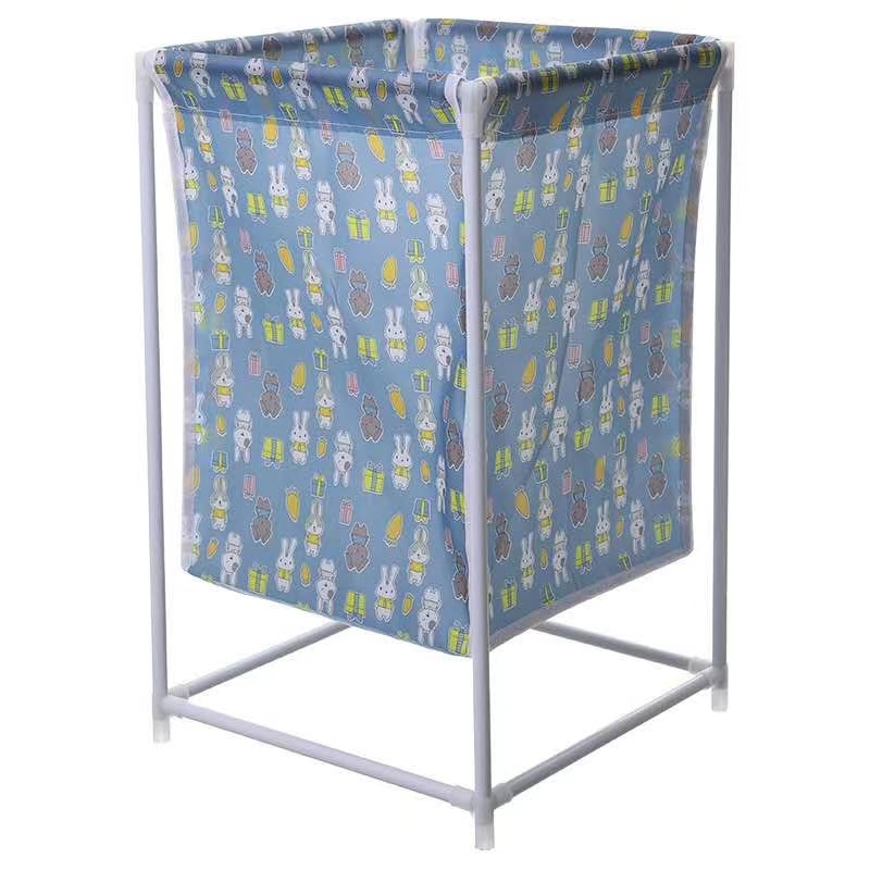 Fabric dirty clothes basket storage basket for dirty clothes, waterproof basket for toys, blue frame household laundry basket bucket