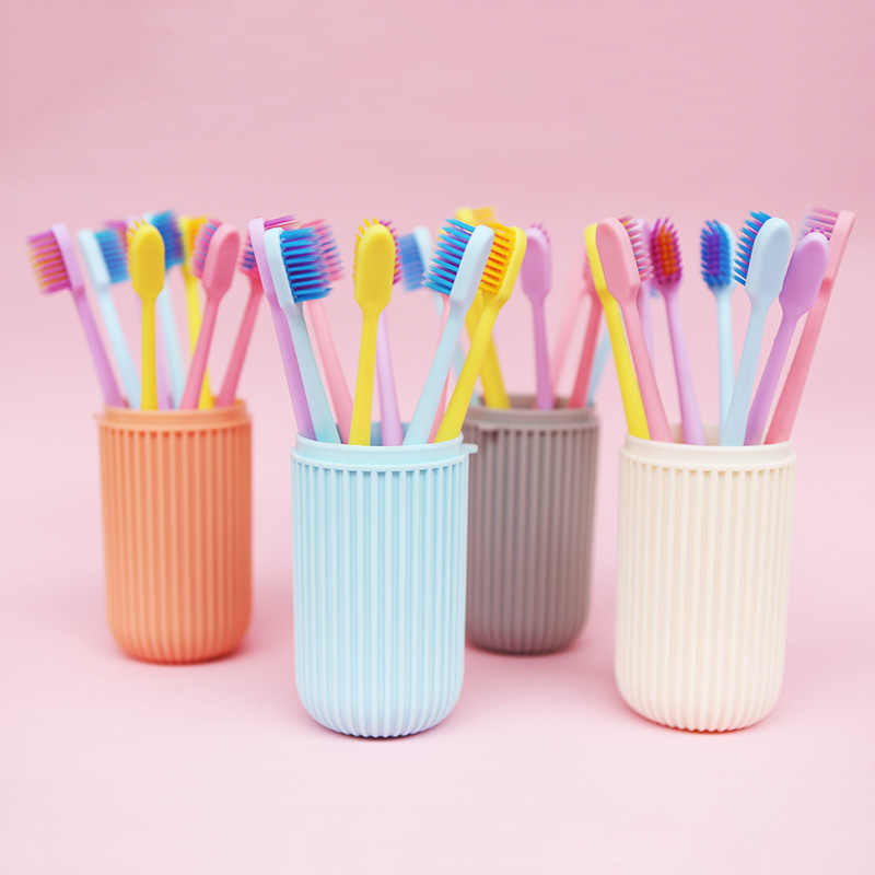Douyin's same style macaron toothbrush set for adults, 8-piece soft bristles, travel set, portable, OEM customized
