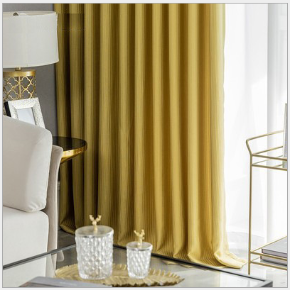The solid color of the Mediterranean-style American striped curtain fabric for sunshade is modern and simple Specification image