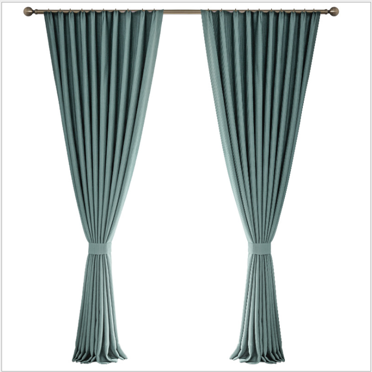 The solid color of the Mediterranean-style American striped curtain fabric for sunshade is modern and simple Item Picture