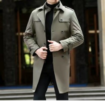 Boutique autumn and winter new windbreaker men's business casual coat plus cotton thickened removable inner bladder cold clothing men