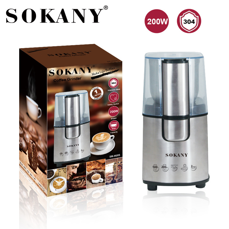 Cross-border SOKANY3020S household electric washable coffee grinder, stainless steel, European standard Item Picture
