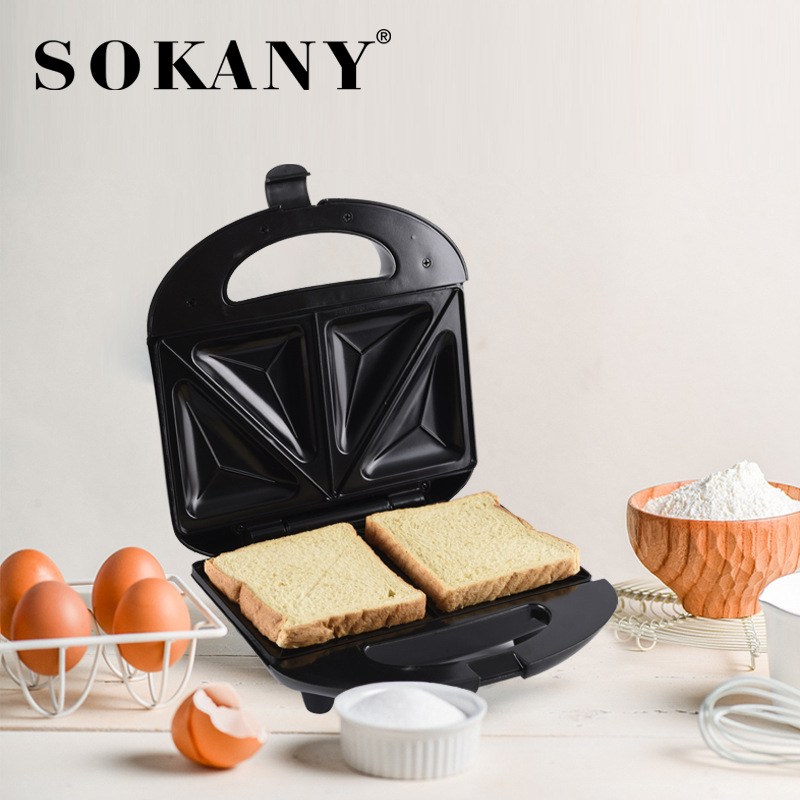 sokany105家用豪华三明治机早餐机烤面包机吐司早餐机三脚帕尼尼