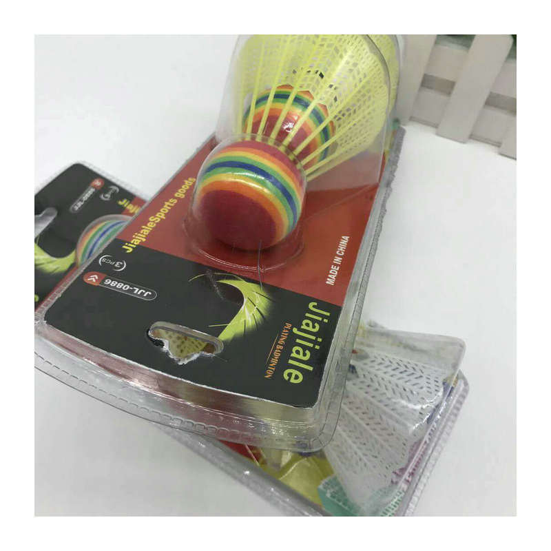Wholesale of 3 EVA rainbow badminton balls with nylon plastic wool transparent packaging for indoor and outdoor entertainment Item Picture