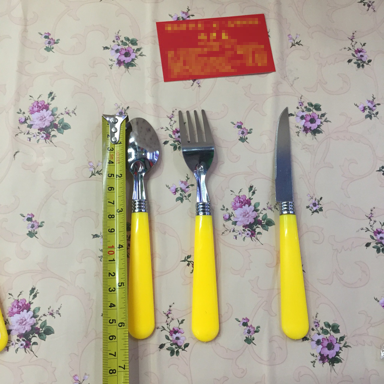Factory direct sales of children's stainless steel card head spoons, knives, forks, water-throwing process Western three-piece home tableware wholesale