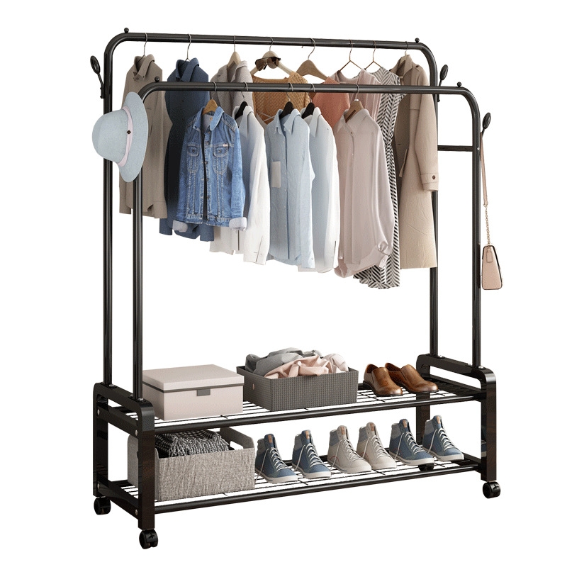 晾衣架落地折叠室内单杆式晒衣架卧室挂衣架家用简易凉衣服的架子