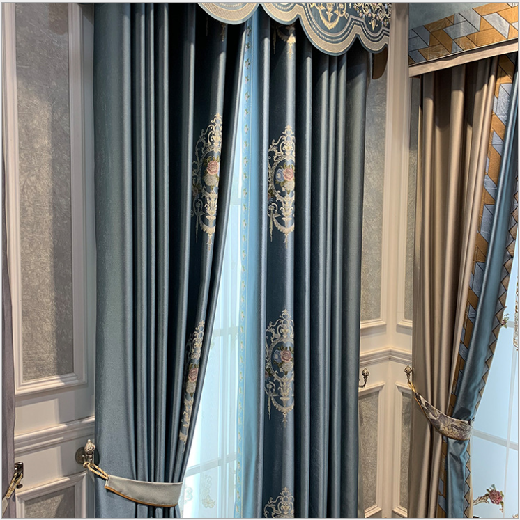 High-end European jacquard curtain fabric for luxurious sunshade and heat insulation, seamlessly thickened for bedrooms and living rooms details Picture