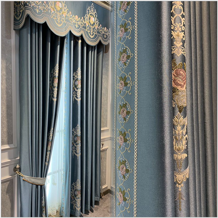 High-end European jacquard curtain fabric for luxurious sunshade and heat insulation, seamlessly thickened for bedrooms and living rooms