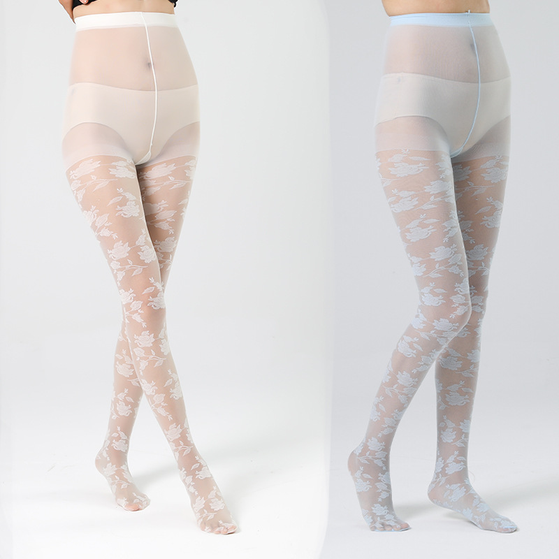 Yanjie Factory wholesale rose sexy jacquard net socks, hollowed-out elastic European and American fishing net silk socks, women's pantyhose one-piece delivery