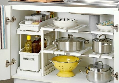 Extendable stainless steel sink rack, kitchen storage rack, storage rack, cabinet pot rack, multi-layer bowl rack, floor-standing Item Picture