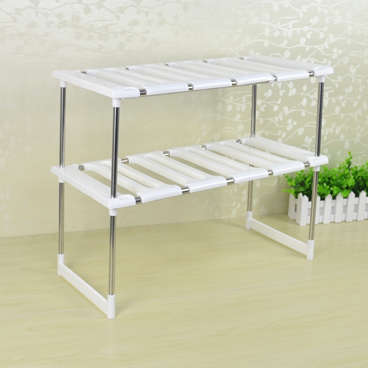 Extendable stainless steel sink rack, kitchen storage rack, storage rack, cabinet pot rack, multi-layer bowl rack, floor-standing Application Scenario