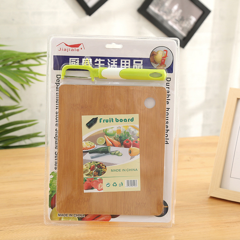 厂家批发实用果蔬去皮套装 超市供货压合板菜板 现货pvc削皮器