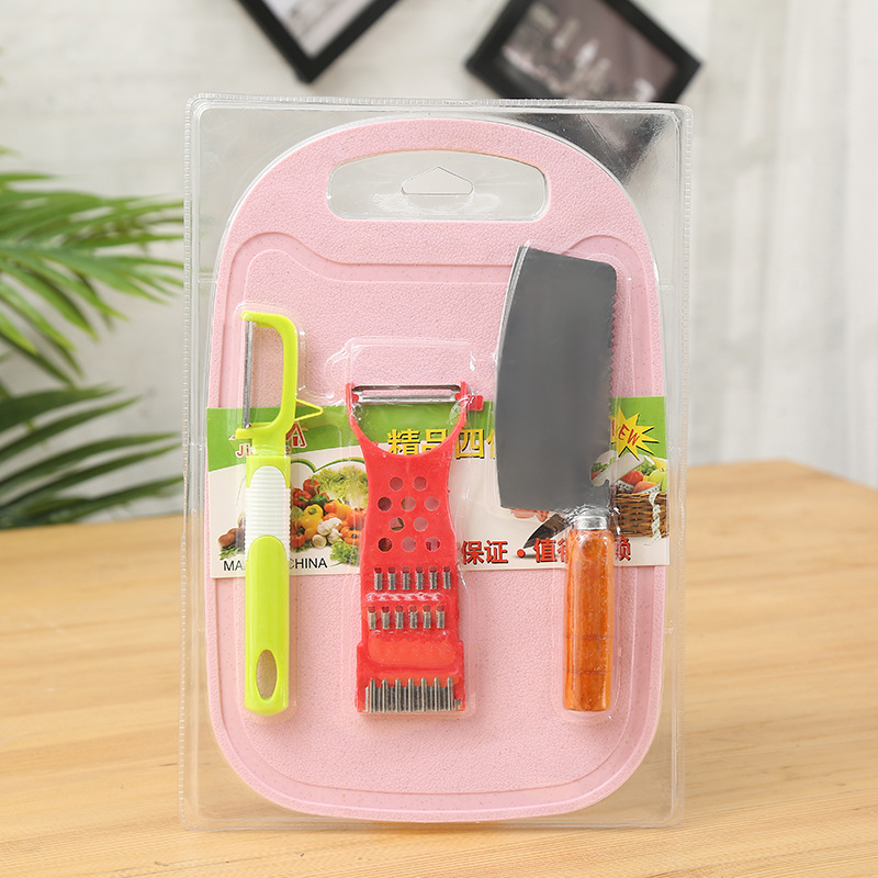 Manufacturer's in-stock kitchen peeler and vegetable slicer four-piece set, stainless steel peeler and slicer, practical kitchen set for home use