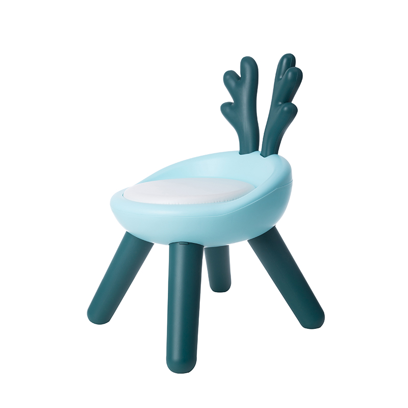 Children's bench backrest chair, practical rounded corner animal stool, suitable children's stool, plastic antler stool, fashionable bath stool details Picture