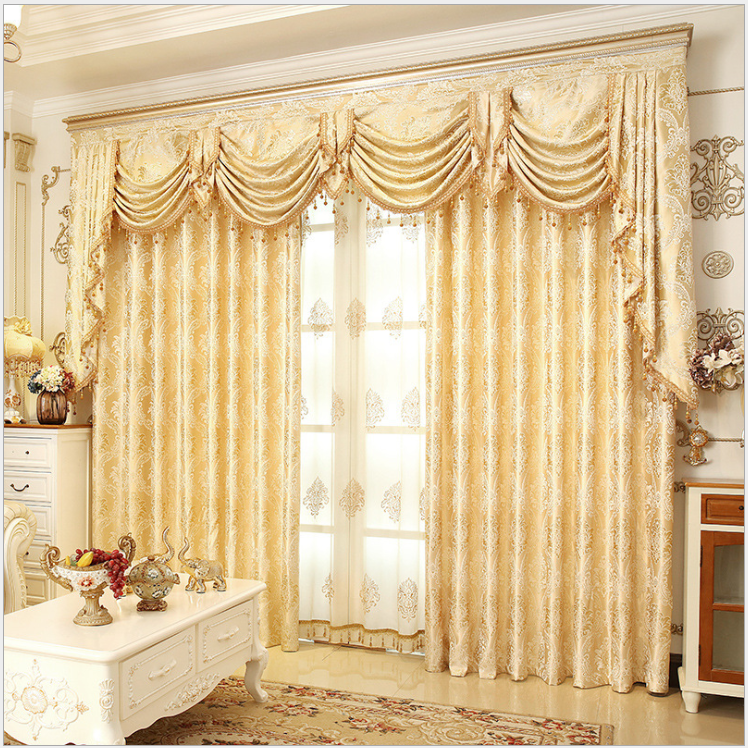 Encrypted gold thread jacquard European-style curtain fabric, high-end luxury embroidered thickened light-blocking French style