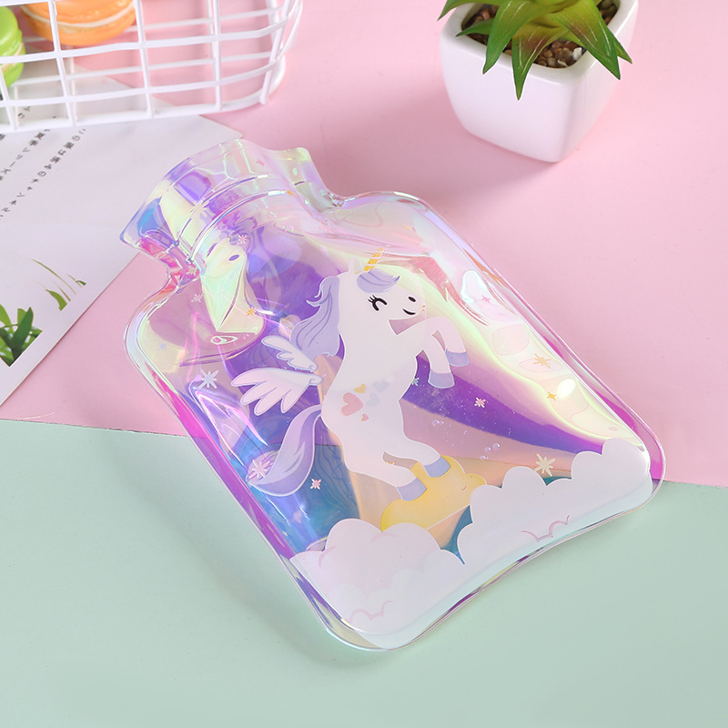 Internet-famous laser hot water bag, colorful transparent cartoon mini hand warmer, girl's portable student water heater details Picture