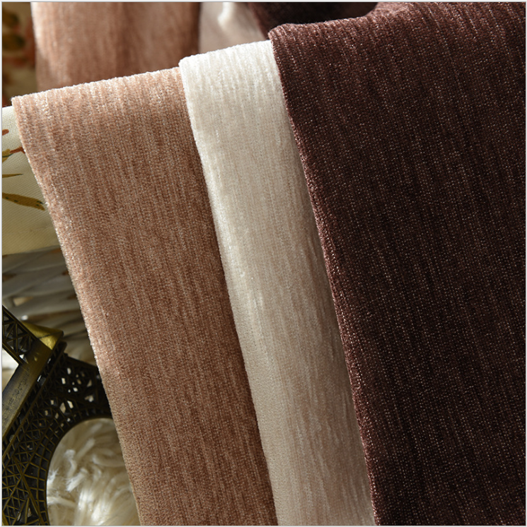 Factory direct sales of double-sided thickened Chenier soundproof and heat-insulating solid color simple bedroom curtains Item Picture