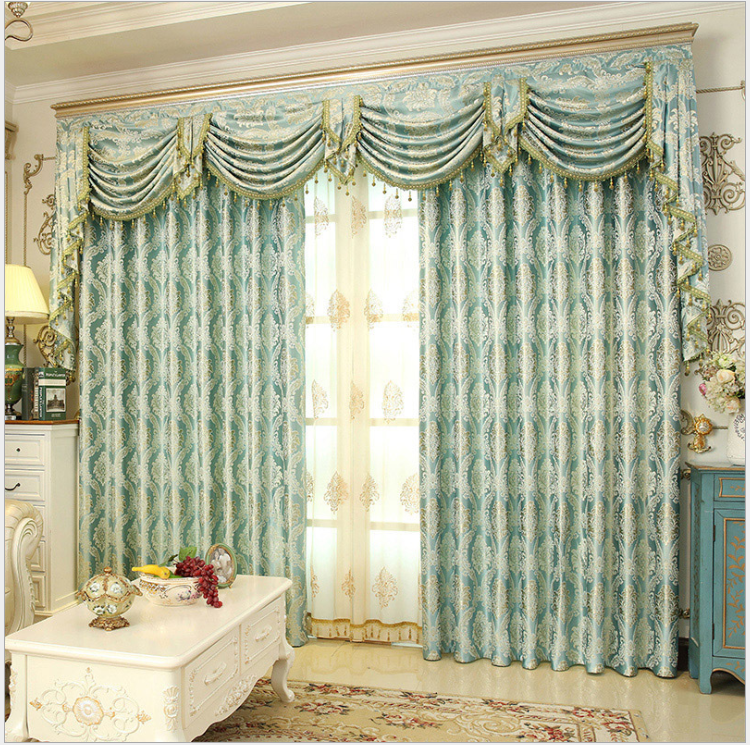 Encrypted gold thread jacquard European-style curtain fabric, high-end luxury embroidered thickened light-blocking French style Specification image