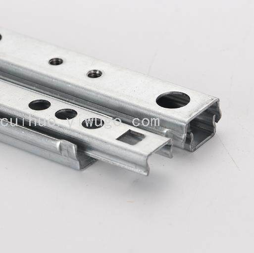 17mm two-section drawer slide rail steel ball double-pull side-mounted guide rail, silent mini bidirectional, 0.8mm thick details Picture