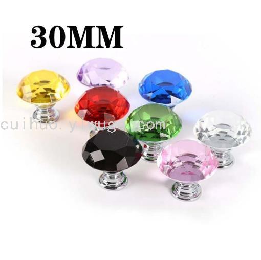 Transparent colored diamond crystal handle, single-hole cabinet drawer, wardrobe door small handle, European and American style