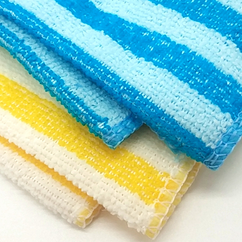 Sunshine Department Store 30*30cm, 4-piece bundle of double-color striped dishcloths, microfiber non-stick dishcloths Item Picture
