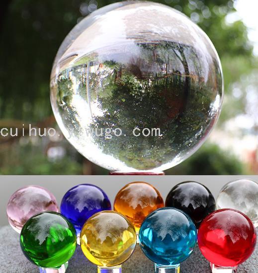 定制透明水晶球光球白色彩色玻璃球 ；拉手