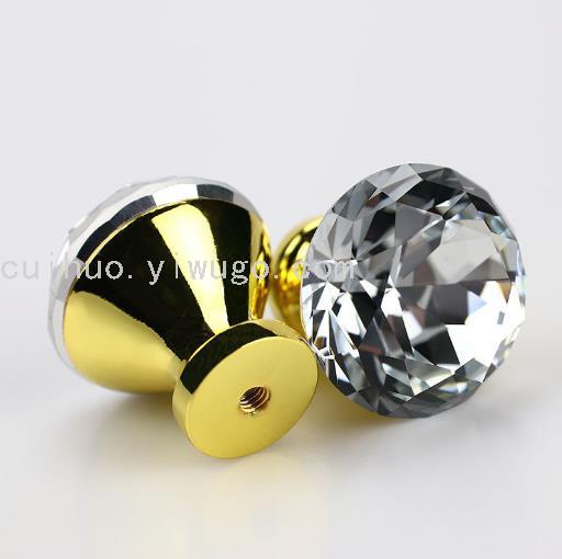 30mm cristal diamante tirador cajón de un orificio aleación de zinc muebles euro americano armario puerta de gabinete hardware manija
