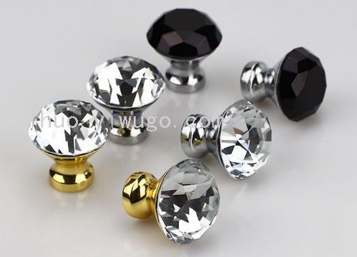 30mm cristal diamante tirador cajón de un orificio aleación de zinc muebles euro americano armario puerta de gabinete hardware manija Specification image