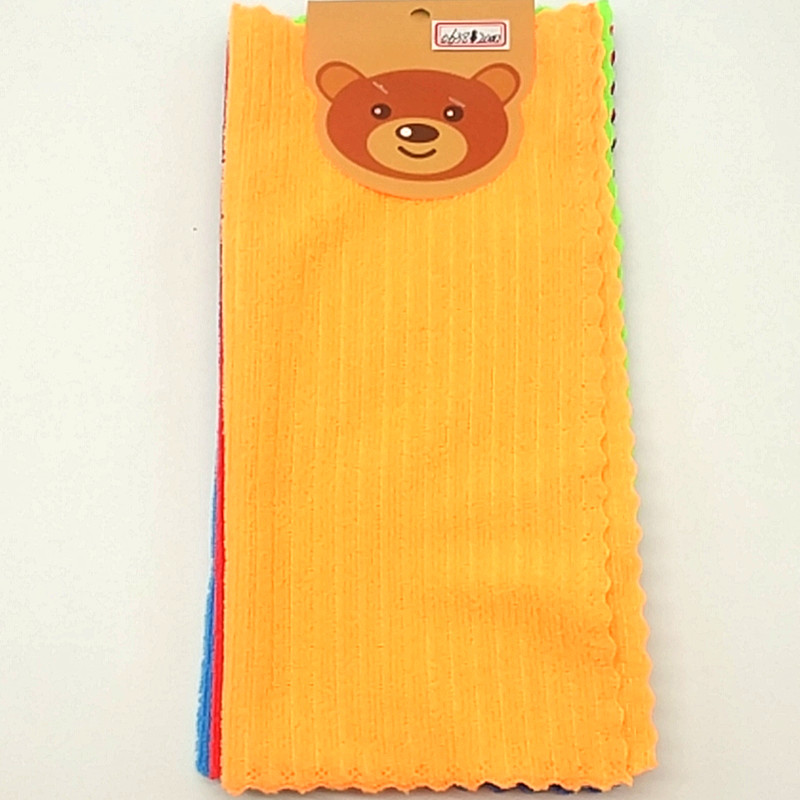 阳光百货 30*30cm吊卡5pc超细纤维条纹抹布 超吸水不掉毛洗碗布