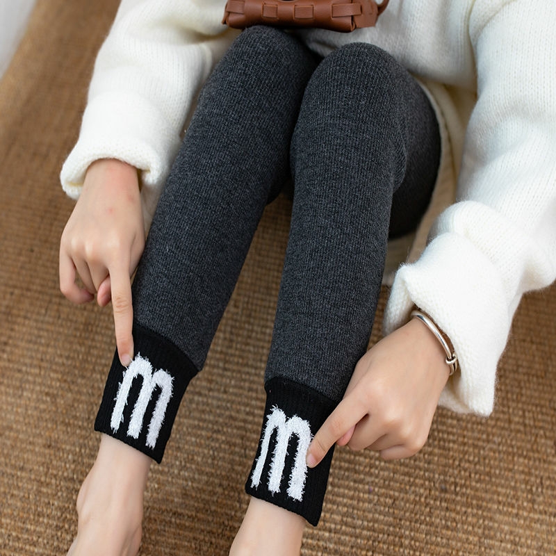 [2020 Autumn and winter plus fleece] Autumn and winter plus fleece plus thickness girls' leggings wear slim and large children's pants