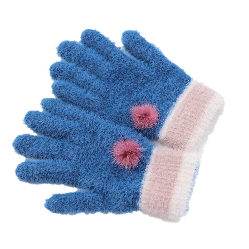 New Women's Warm Velvet Gloves Winter Hairball Winter Electric Car Gloves Imitation Mink Hair Gloves Wholesale Item Picture