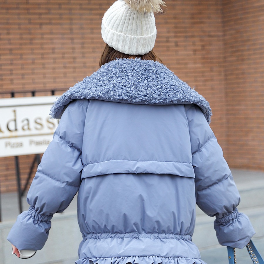 The 2020 new mid-length women's bestseller, large-sized loose, trendy lambskin patchwork fishtail coat from White Duck Down Item Picture