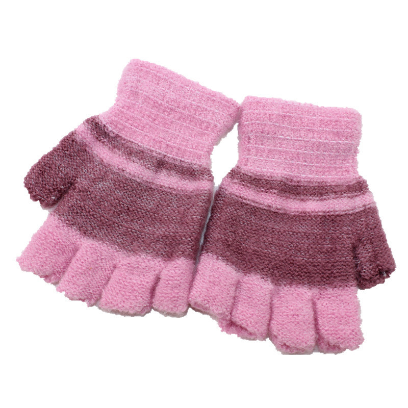 Autumn And Winter Children 2-7 Years Old Half Finger Wool Gloves Students Write Warm Knitted Gloves Ground Stall Cold Gloves Item Picture