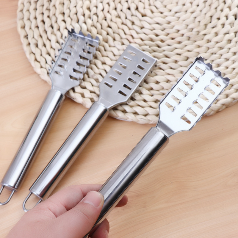 Kitchen small tools: stainless steel fish scale planer, stainless steel fish killing brush, fish scale scraper, descaling knife, brush Specification image