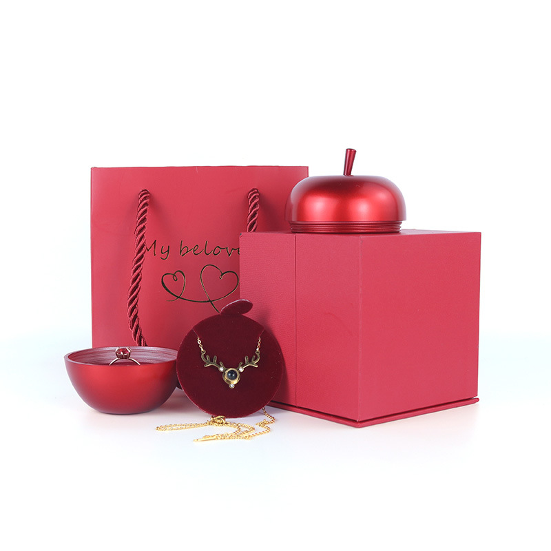 圣诞新款项链吊坠盒 创意平安夜戒指盒 情人节圣诞节苹果饰品盒详情图5