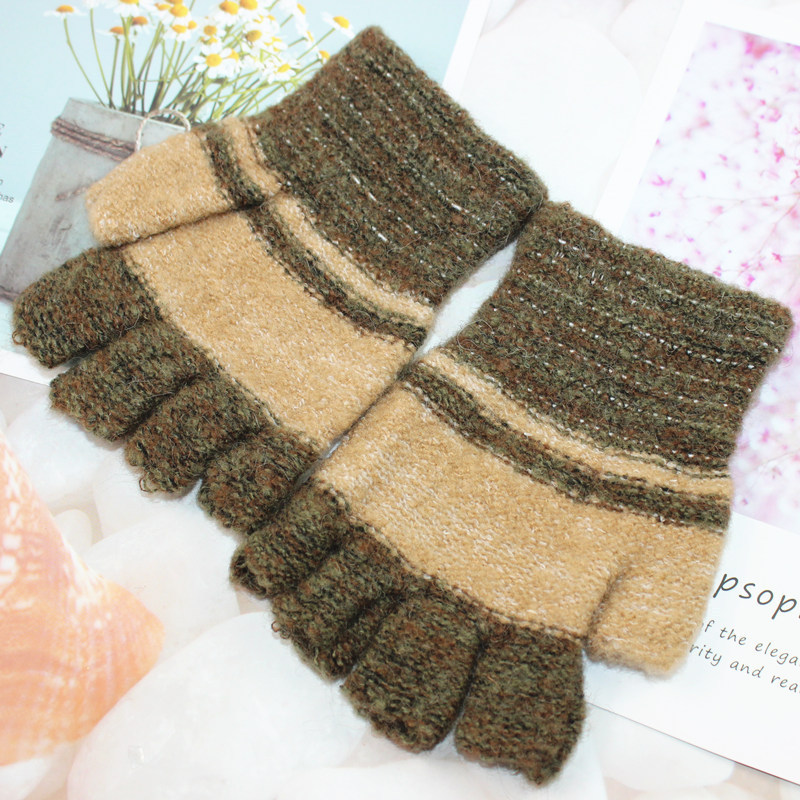Autumn And Winter Children 2-7 Years Old Half Finger Wool Gloves Students Write Warm Knitted Gloves Ground Stall Cold Gloves details Picture