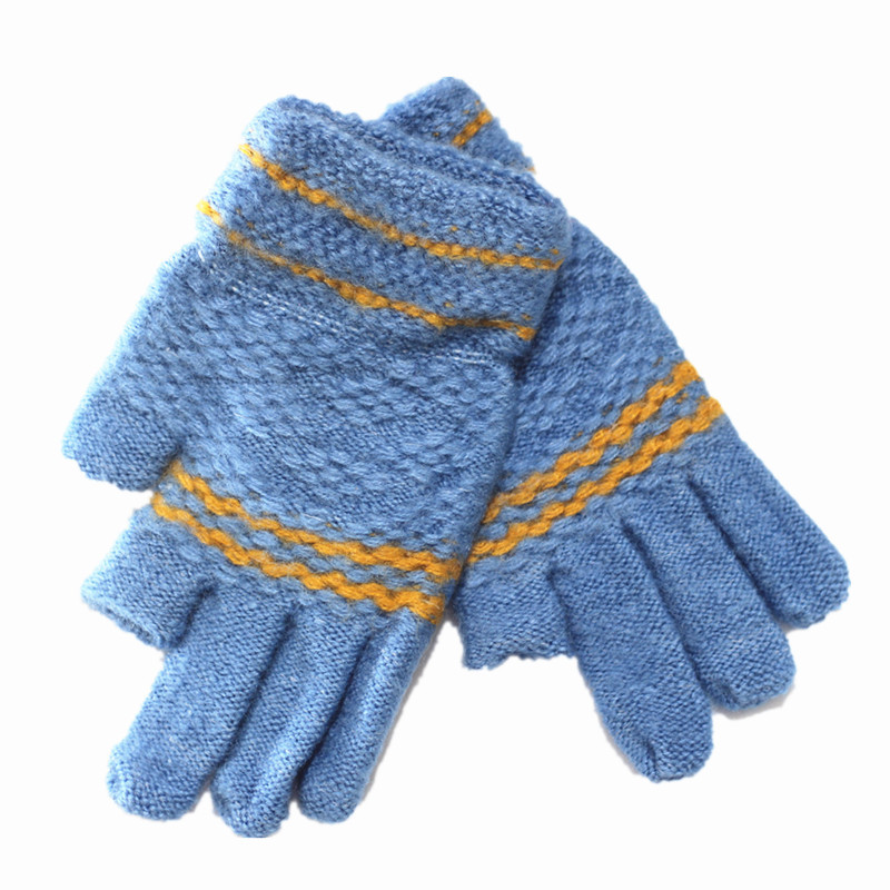 2019 Autumn/Winter new style of warm typing gloves for women with exposed fingers, winter cold protection for playing games and woolen yarn gloves Item Picture