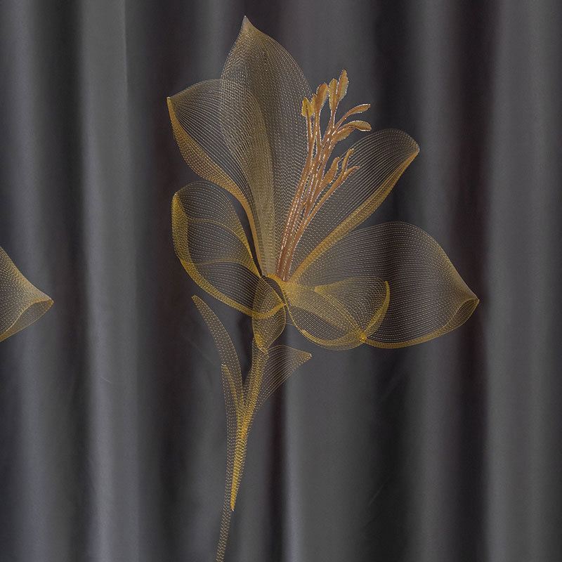 New Chinese-style Gong brocade 3D embroidered blackout curtain fabric details Picture