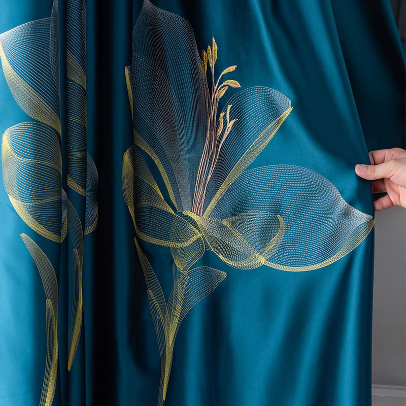 New Chinese-style Gong brocade 3D embroidered blackout curtain fabric Specification image