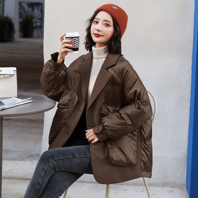 New short down jacket for women in winter, Korean style, large pocket, warm and stylish, patchwork coat, popular bread jacket Specification image