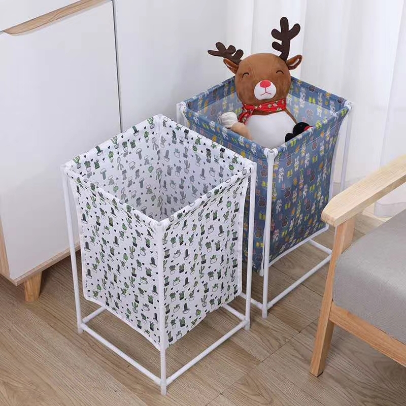 Simple household cotton and linen dirty clothes storage basket, foldable stand, waterproof large dirty clothes basket storage box Specification image