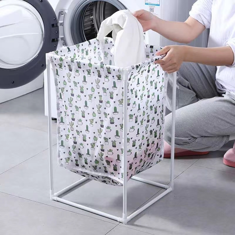 Simple household cotton and linen dirty clothes storage basket, foldable stand, waterproof large dirty clothes basket storage box Application Scenario